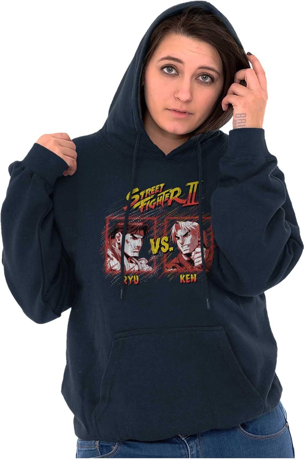 imageBrisco Brands Street Fighter Ryu Ken 90s Gamer Hoodie Sweatshirt Women MenNavy