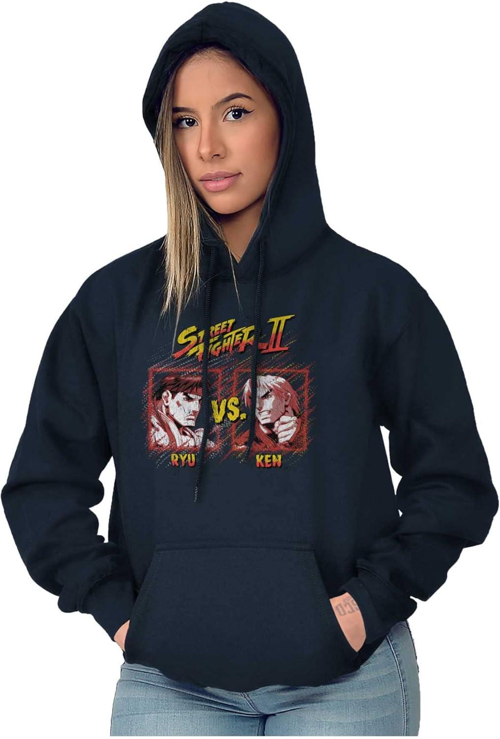 imageBrisco Brands Street Fighter Ryu Ken 90s Gamer Hoodie Sweatshirt Women MenNavy