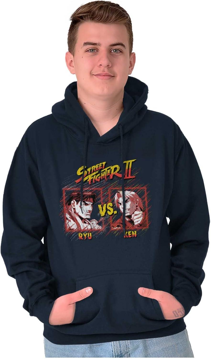 imageBrisco Brands Street Fighter Ryu Ken 90s Gamer Hoodie Sweatshirt Women MenNavy