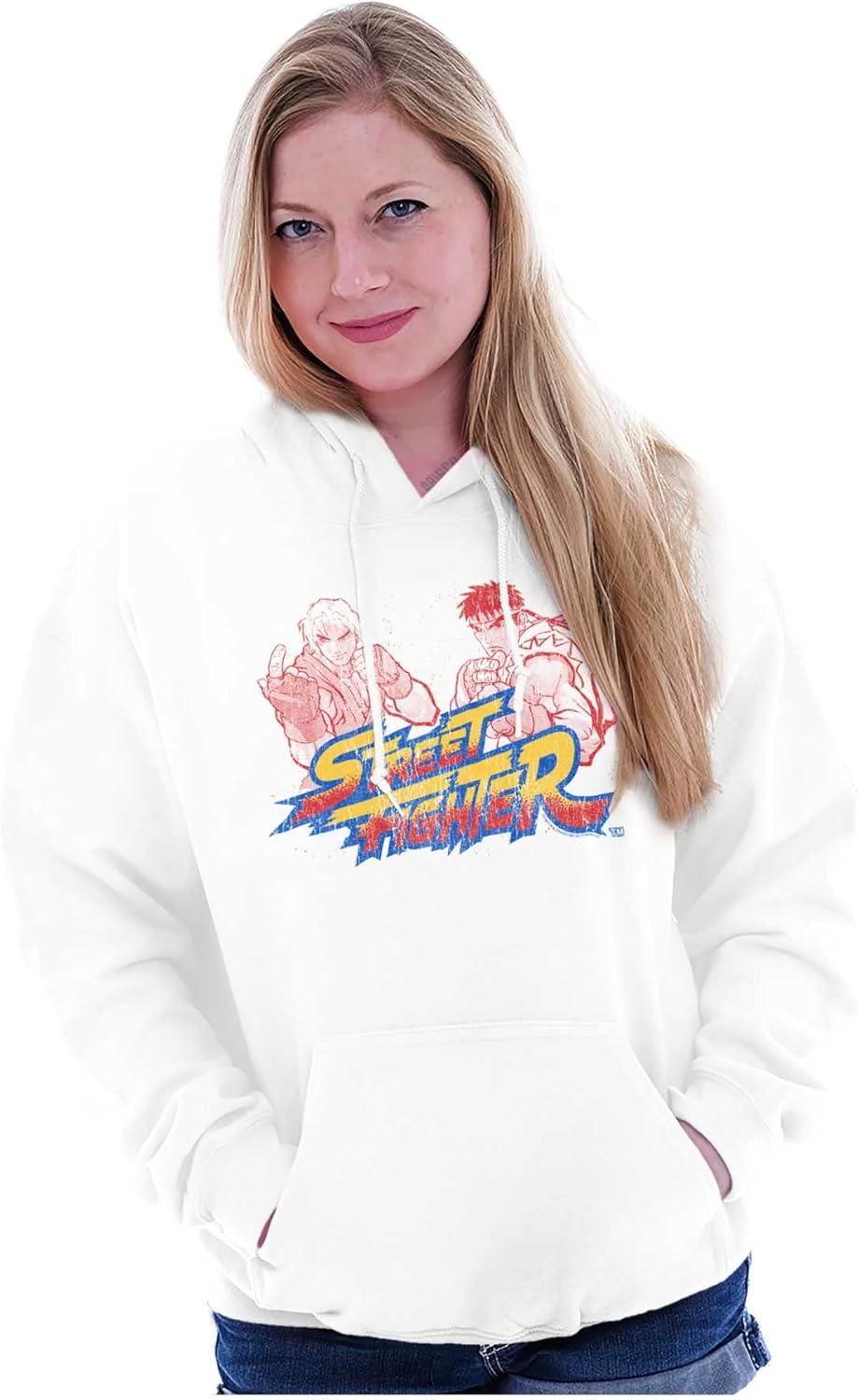 imageBrisco Brands Street Fighter Ryu Luke 90s Gamer Hoodie Sweatshirt Women MenWhite