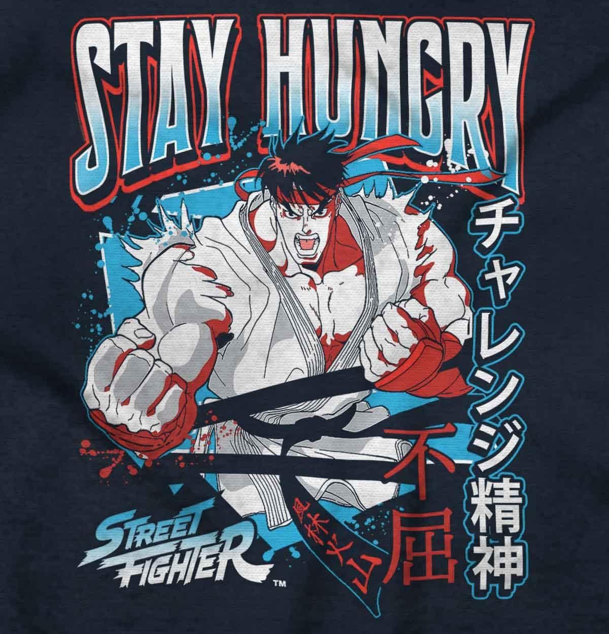 imageBrisco Brands Street Fighter Ryu Stay Hungry Hoodie Hooded Sweatshirt MenNavy