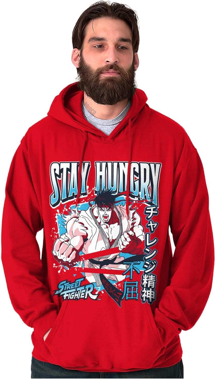 imageBrisco Brands Street Fighter Ryu Stay Hungry Hoodie Hooded Sweatshirt MenRed