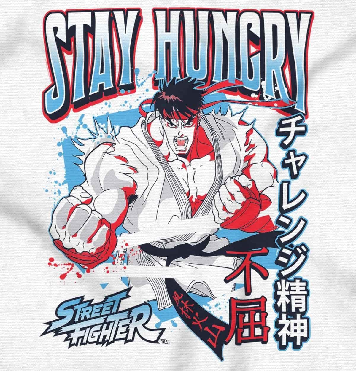 imageBrisco Brands Street Fighter Ryu Stay Hungry Hoodie Hooded Sweatshirt MenWhite