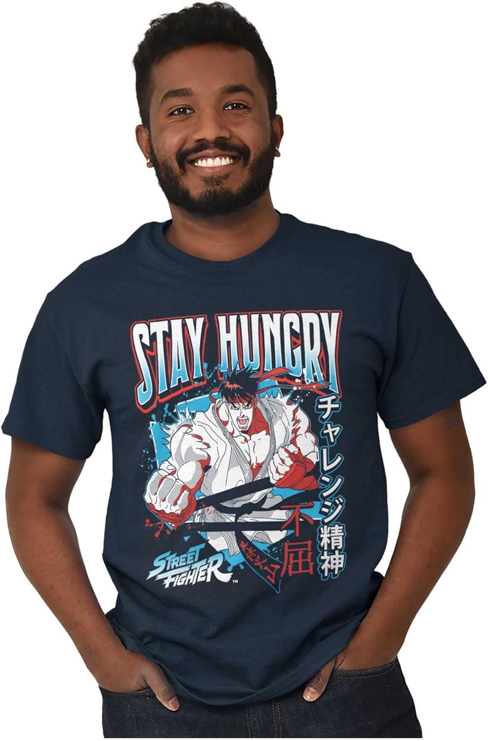imageBrisco Brands Street Fighter Ryu Stay Hungry Mens Graphic T Shirt TeesNavy