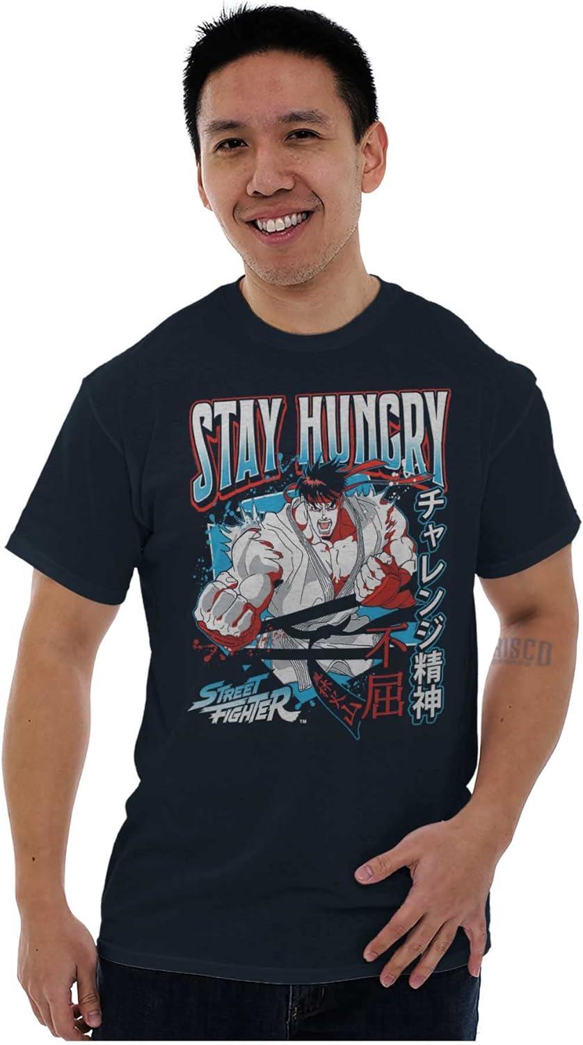 imageBrisco Brands Street Fighter Ryu Stay Hungry Mens Graphic T Shirt TeesNavy