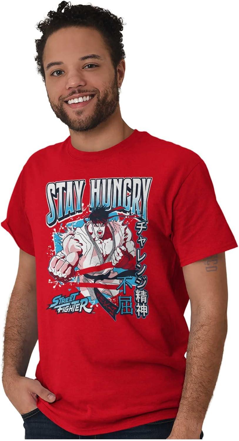 imageBrisco Brands Street Fighter Ryu Stay Hungry Mens Graphic T Shirt TeesRed