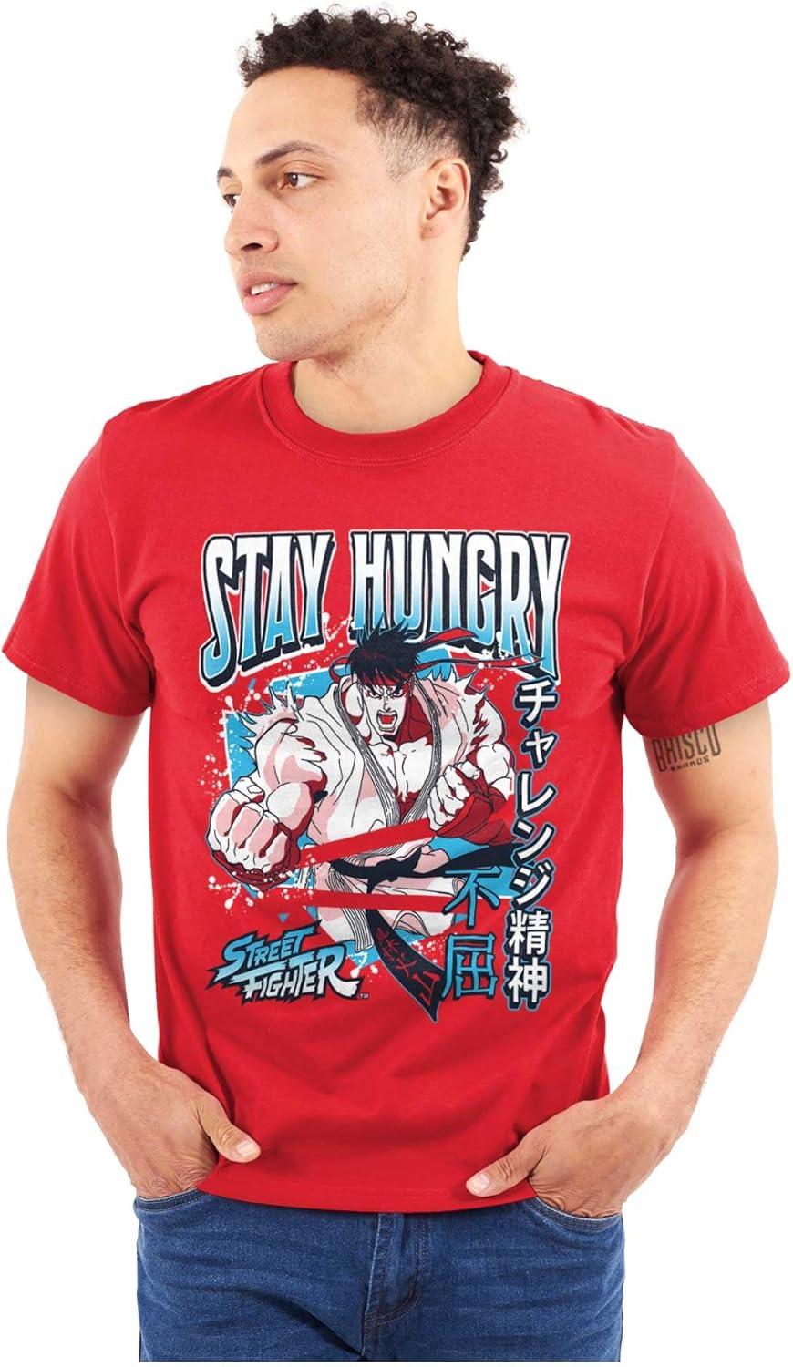 imageBrisco Brands Street Fighter Ryu Stay Hungry Mens Graphic T Shirt TeesRed