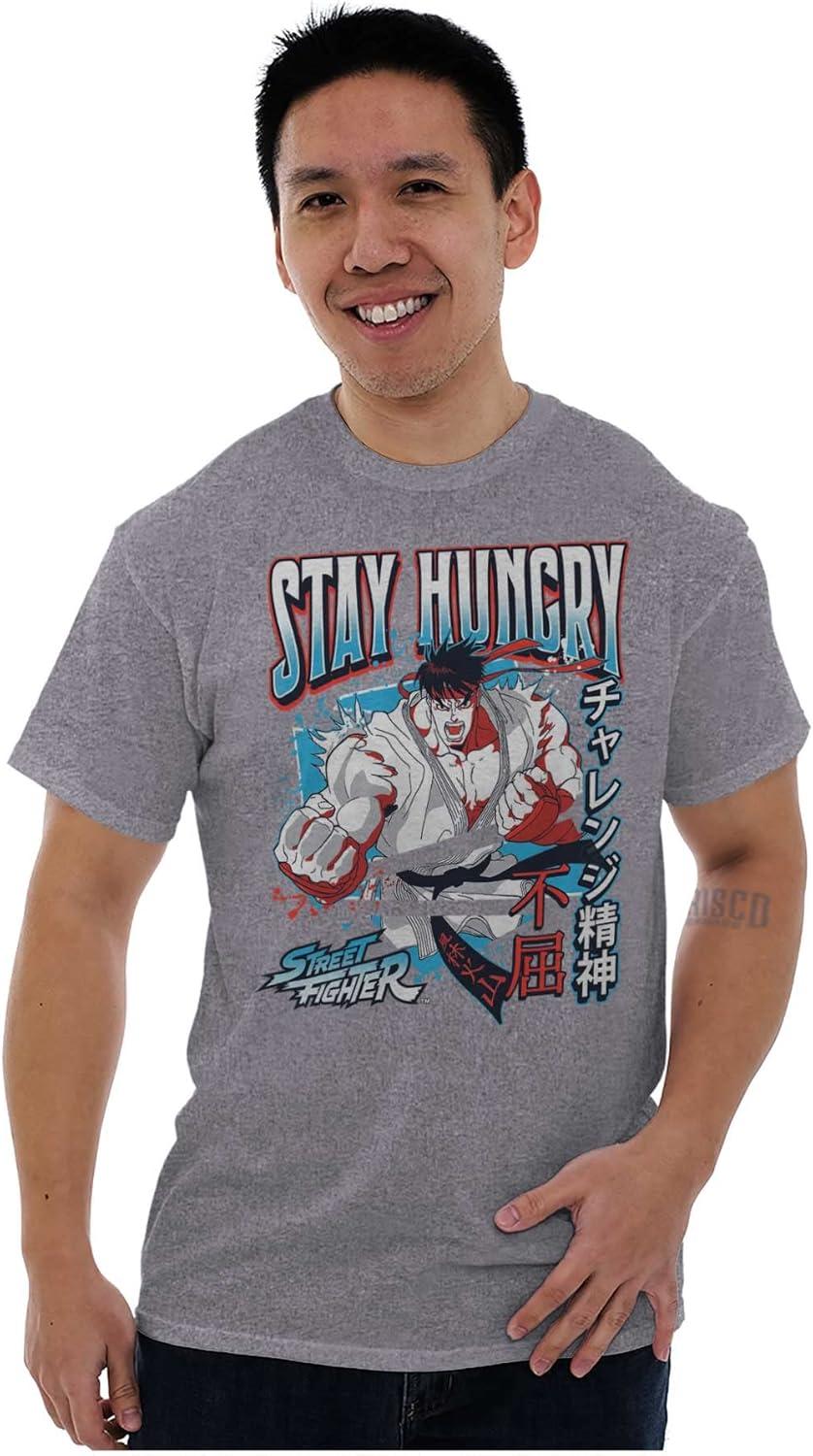 imageBrisco Brands Street Fighter Ryu Stay Hungry Mens Graphic T Shirt TeesSport Grey