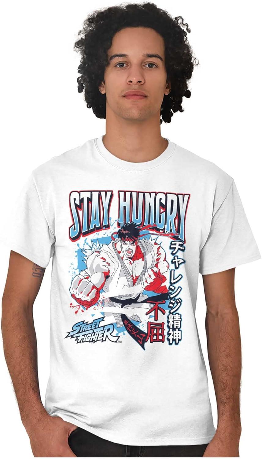 imageBrisco Brands Street Fighter Ryu Stay Hungry Mens Graphic T Shirt TeesWhite
