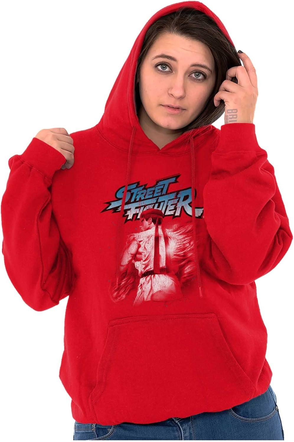 imageBrisco Brands Street Fighter Video Gamer 90s Ryu Hoodie Sweatshirt Women MenRed