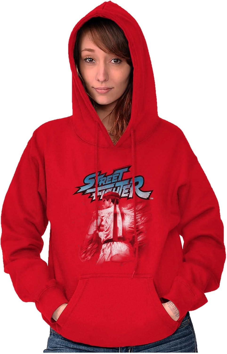 imageBrisco Brands Street Fighter Video Gamer 90s Ryu Hoodie Sweatshirt Women MenRed