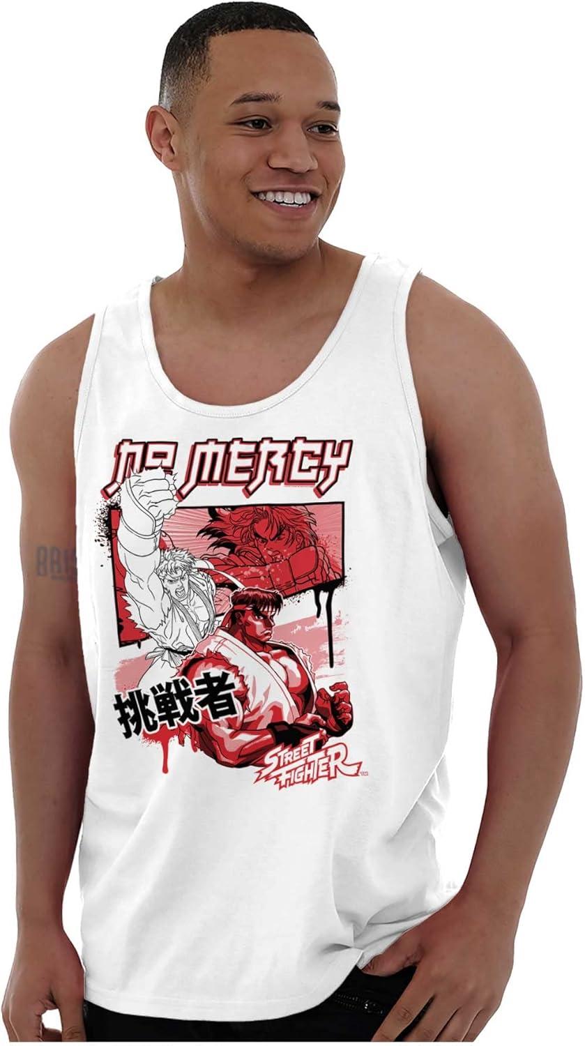 imageKanji Street Fighter No Mercy Ryu Tank Top Sleeveless Tee MenWhite