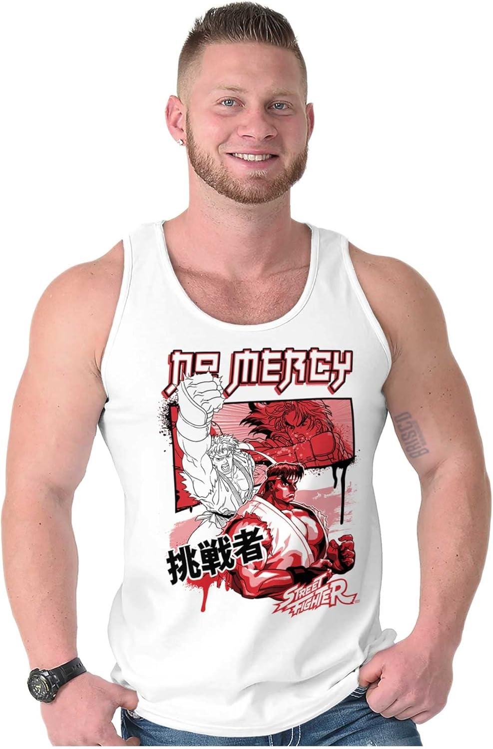 imageKanji Street Fighter No Mercy Ryu Tank Top Sleeveless Tee MenWhite
