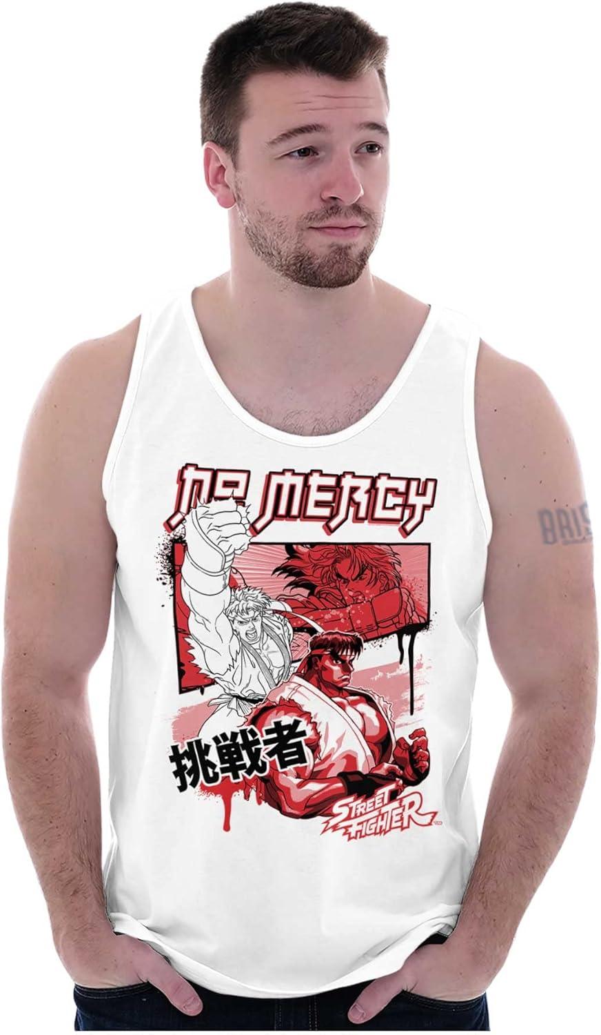 imageKanji Street Fighter No Mercy Ryu Tank Top Sleeveless Tee MenWhite