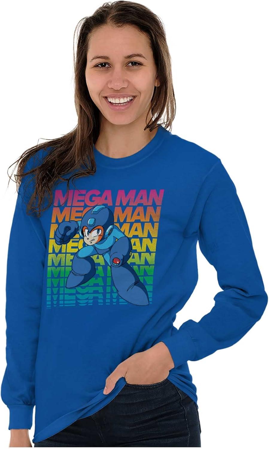 imageMega Man 90s Anime Cartoon Character Long Sleeve Tshirt Men WomenRoyal
