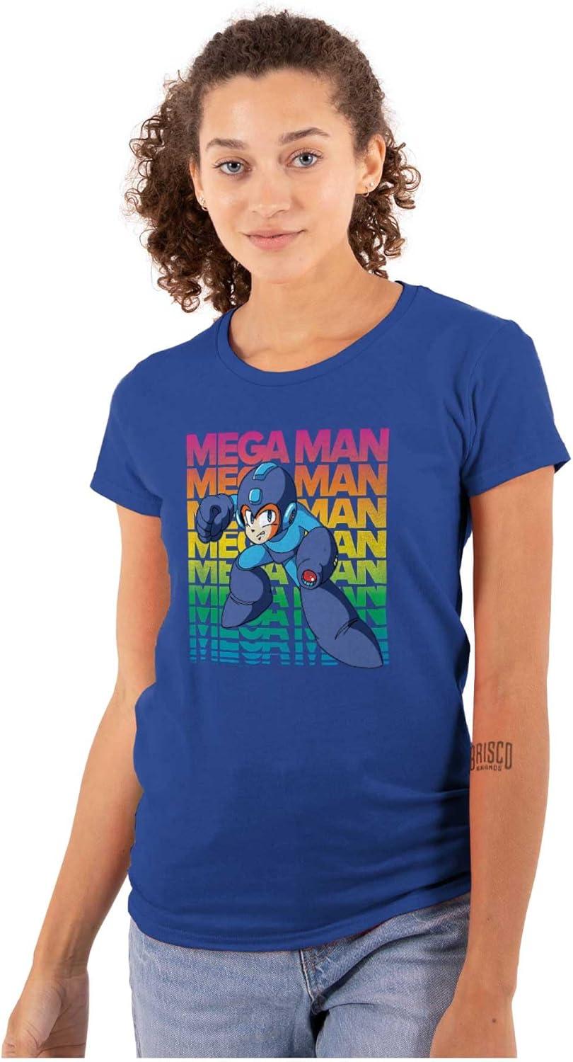 imageMega Man 90s Anime Cartoon Character Womens Slim Fit Graphic TeeRoyal