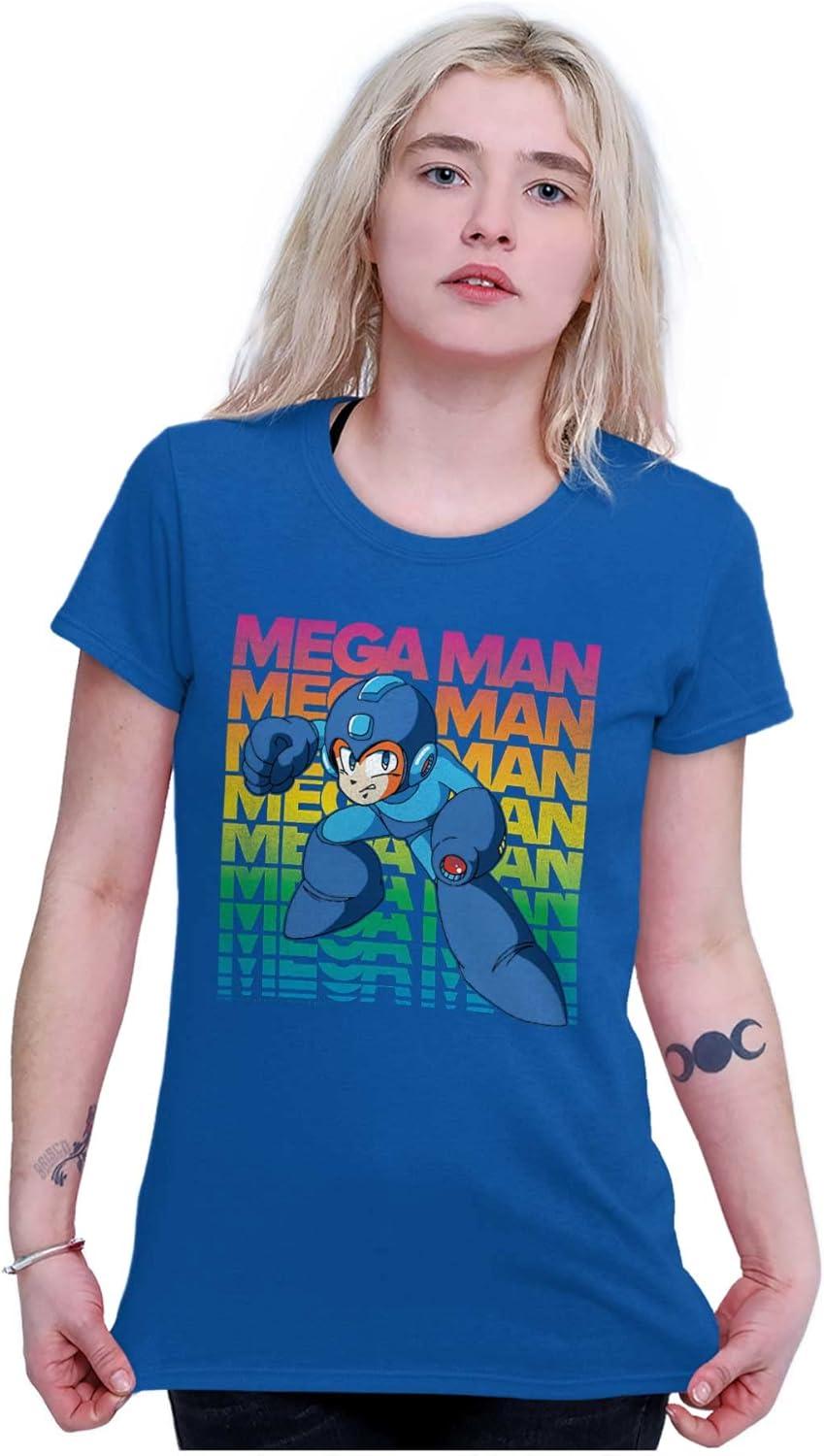 imageMega Man 90s Anime Cartoon Character Womens Slim Fit Graphic TeeRoyal