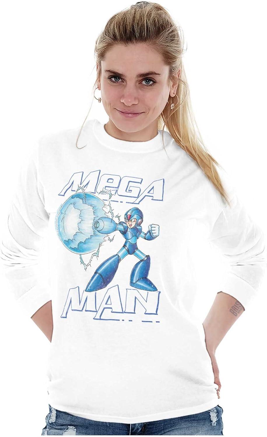 imageMega Man Classic 90s Anime Character Long Sleeve Tshirt Men WomenWhite