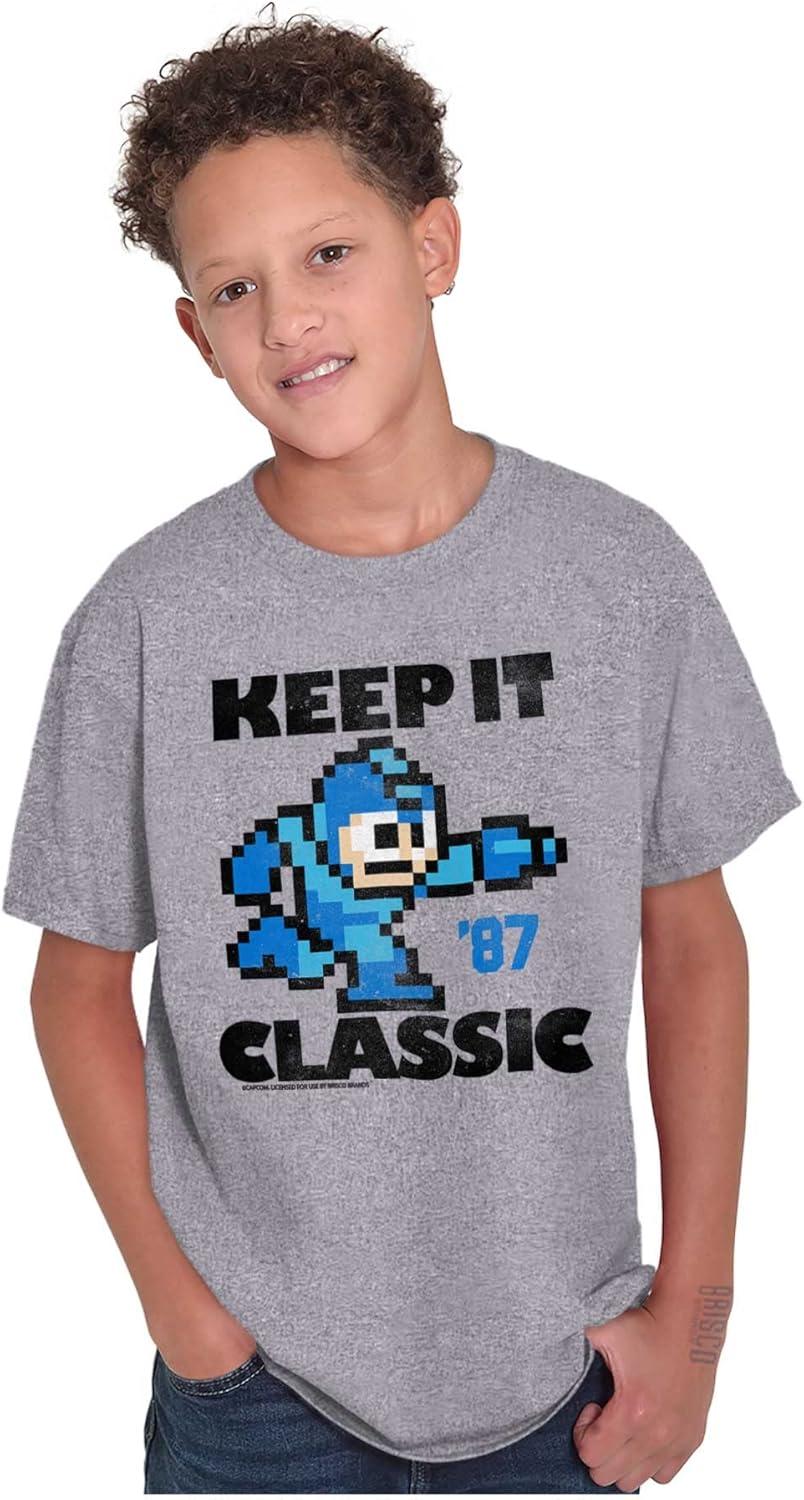 imageMega Man Keep it Classic 80s Gaming Crewneck T Shirts Boy GirlSport Grey