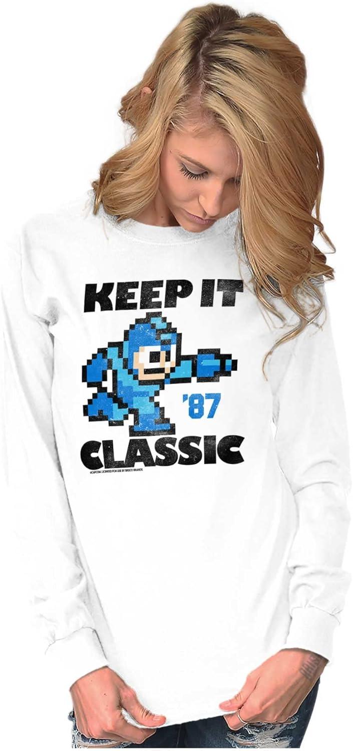 imageMega Man Keep it Classic 80s Gaming Long Sleeve Tshirt Men WomenWhite