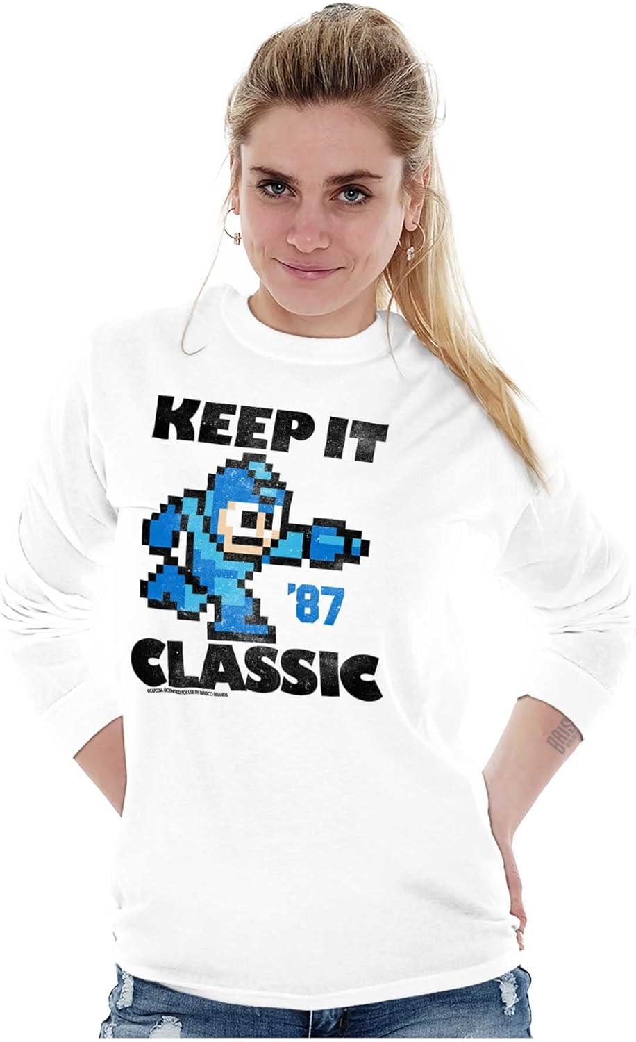 imageMega Man Keep it Classic 80s Gaming Long Sleeve Tshirt Men WomenWhite