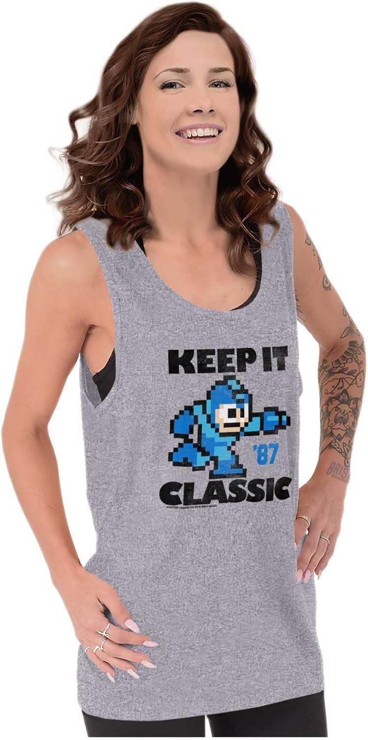 imageMega Man Keep it Classic 80s Gaming Tank Top T Shirts Men WomenSport Grey