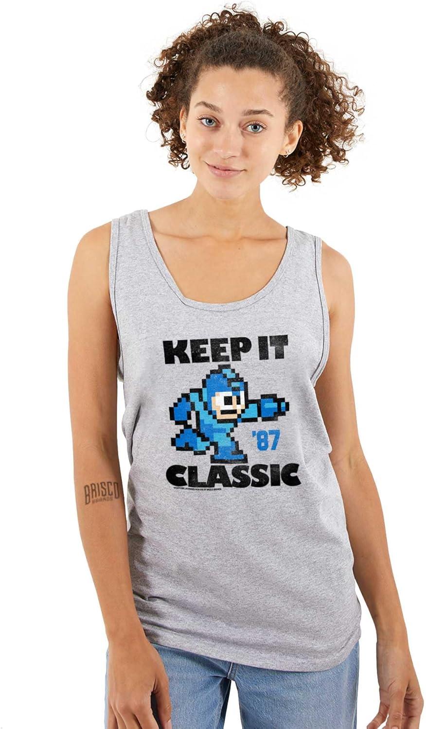 imageMega Man Keep it Classic 80s Gaming Tank Top T Shirts Men WomenSport Grey