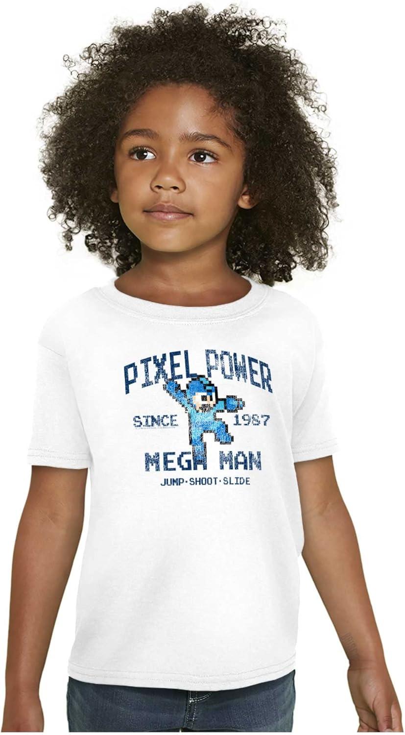 imageMega Man Pixel Power 80s 8bit Gamer Crewneck T Shirts Boy GirlWhite