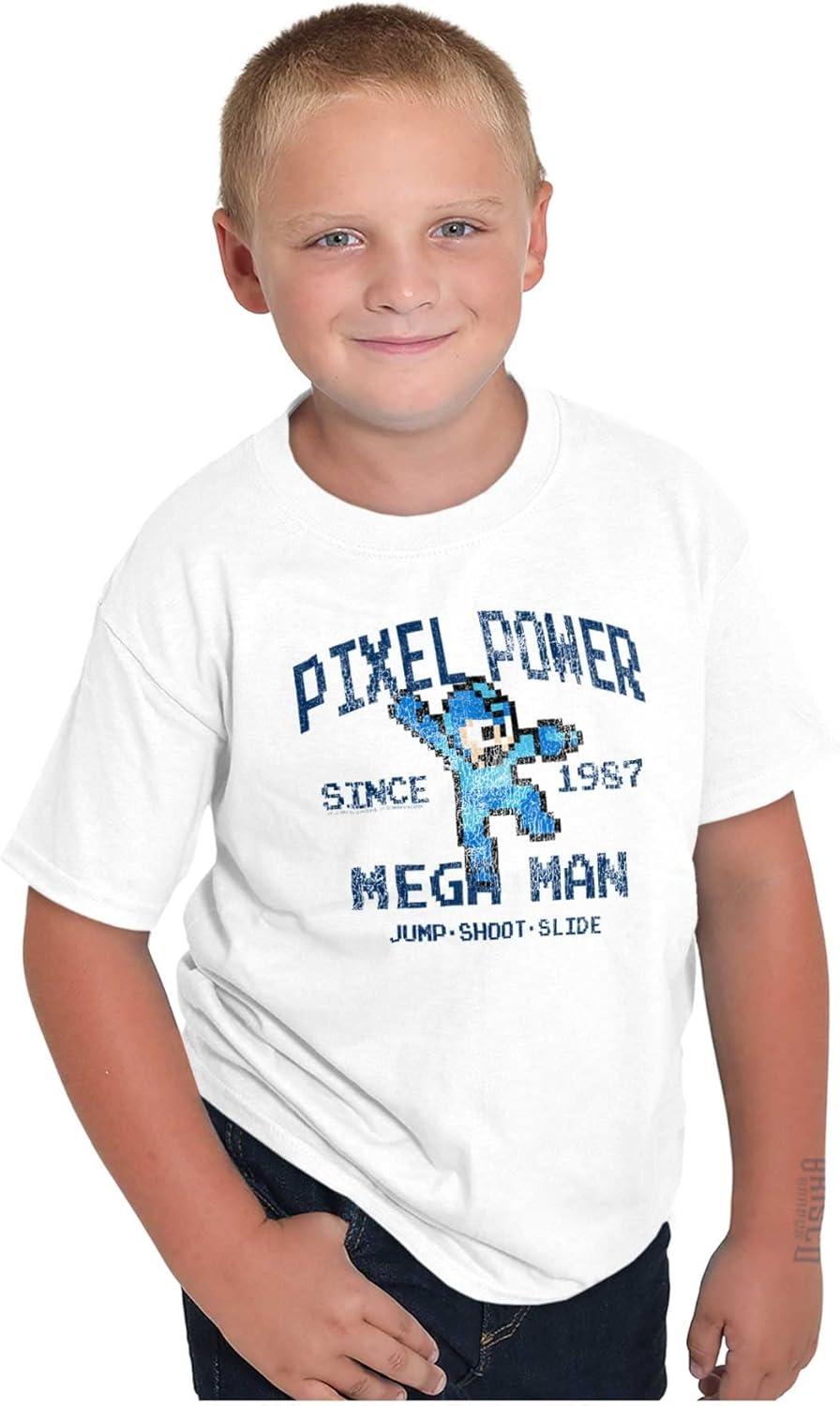 imageMega Man Pixel Power 80s 8bit Gamer Crewneck T Shirts Boy GirlWhite