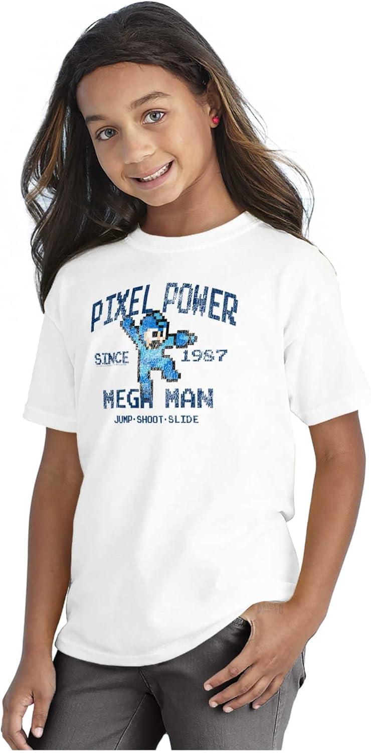 imageMega Man Pixel Power 80s 8bit Gamer Crewneck T Shirts Boy GirlWhite