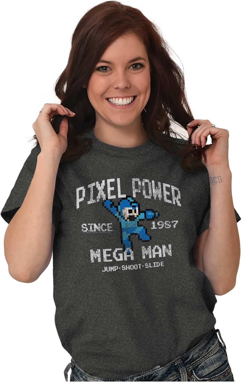 imageMega Man Pixel Power 80s 8bit Gamer Graphic T Shirt Men or WomenDark Heather