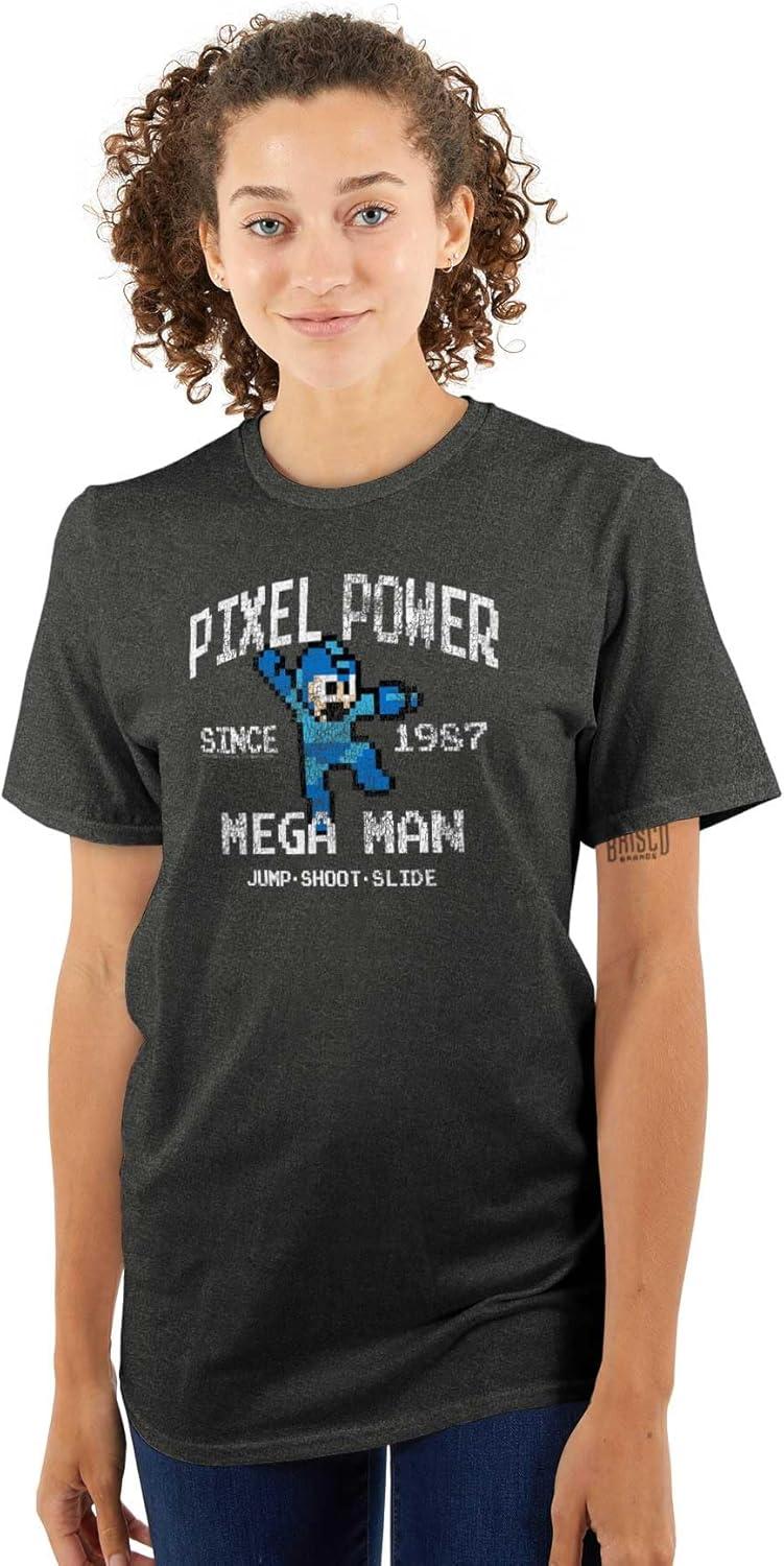 imageMega Man Pixel Power 80s 8bit Gamer Graphic T Shirt Men or WomenDark Heather