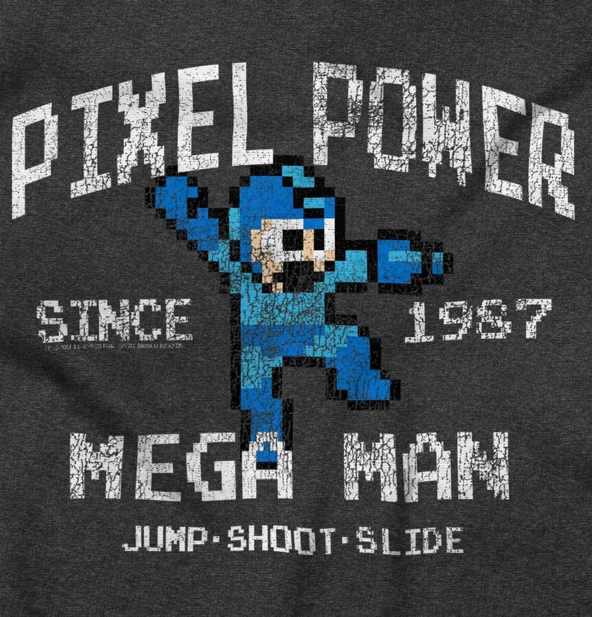 imageMega Man Pixel Power 80s 8bit Gamer Graphic T Shirt Men or WomenDark Heather