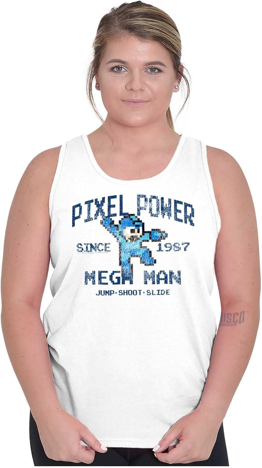 imageMega Man Pixel Power 80s 8bit Gamer Tank Top T Shirts Men WomenWhite