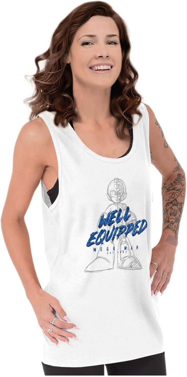 imageMega Man Retro 1990s Anime Cartoon Tank Top T Shirts Men WomenWhite