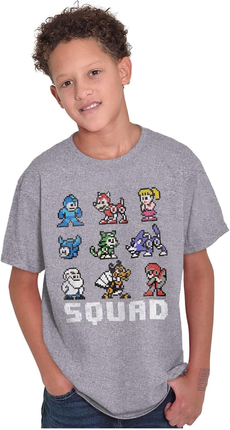 imageMega Man Squad Goals Game Characters Crewneck T Shirts Boy GirlSport Grey