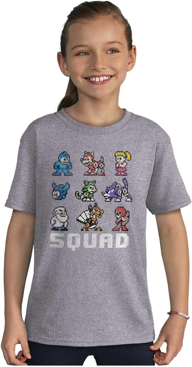 imageMega Man Squad Goals Game Characters Crewneck T Shirts Boy GirlSport Grey