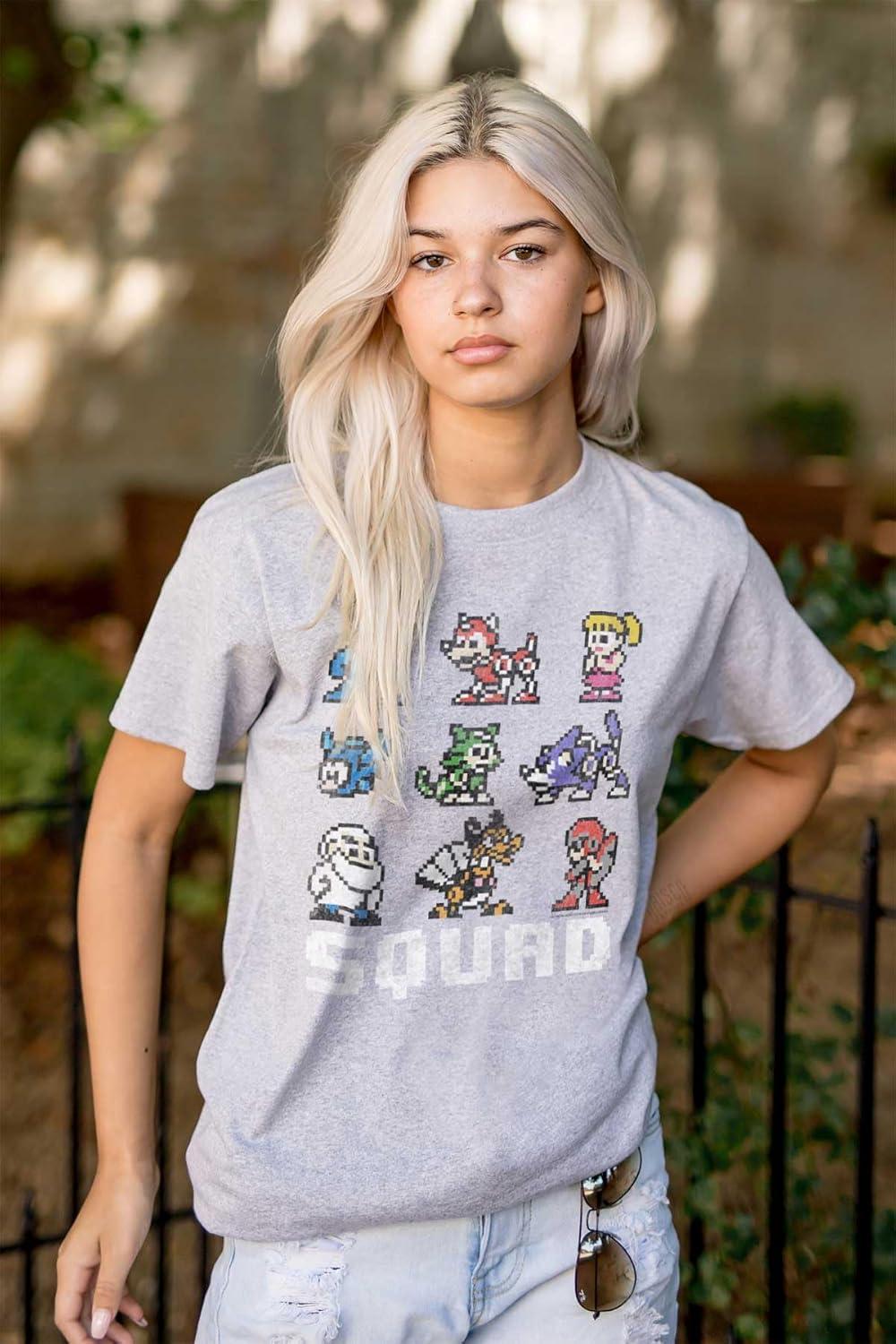 imageMega Man Squad Goals Game Characters Graphic T Shirt Men or WomenSport Grey