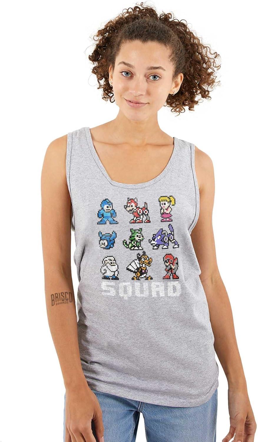 imageMega Man Squad Goals Game Characters Tank Top T Shirts Men WomenSport Grey