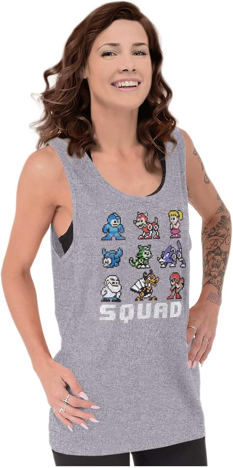 imageMega Man Squad Goals Game Characters Tank Top T Shirts Men WomenSport Grey