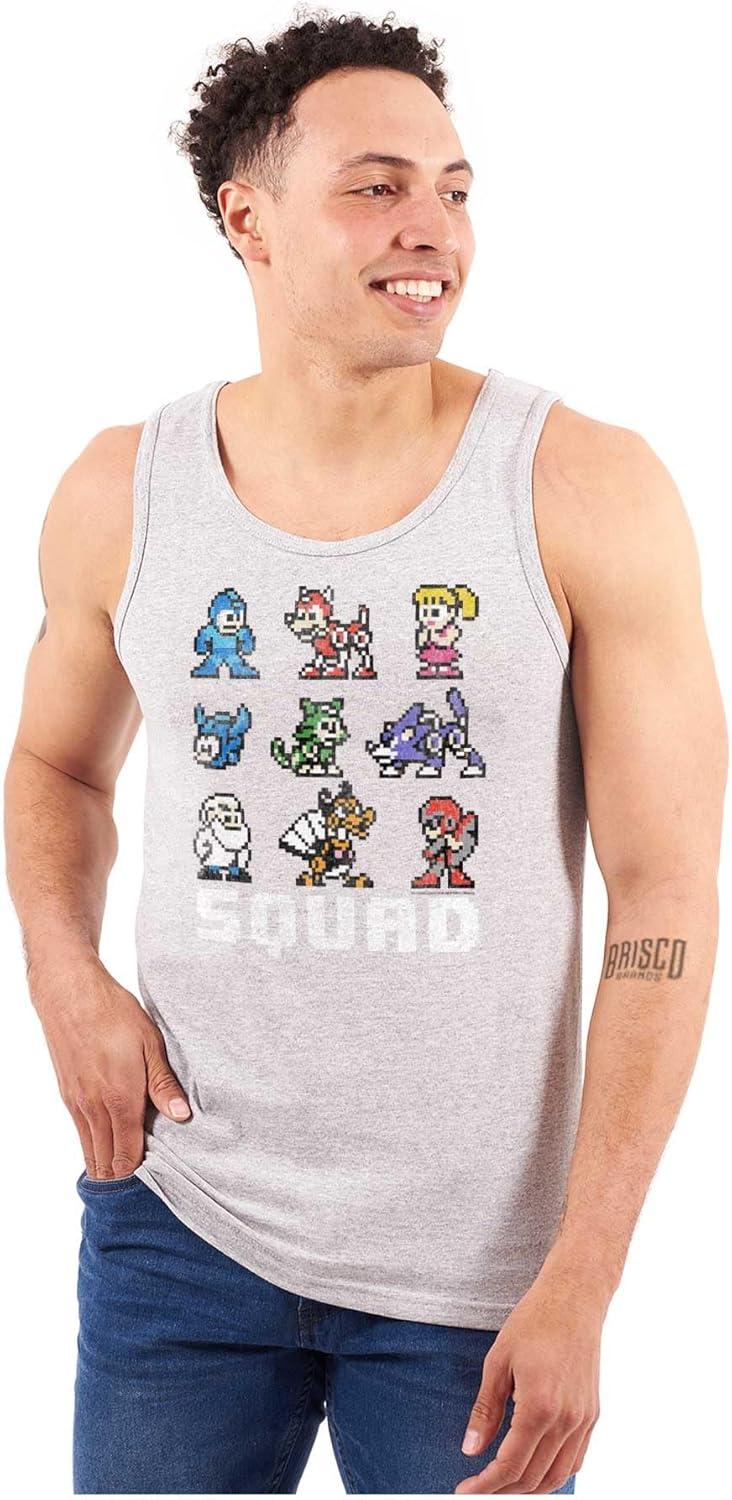 imageMega Man Squad Goals Game Characters Tank Top T Shirts Men WomenSport Grey