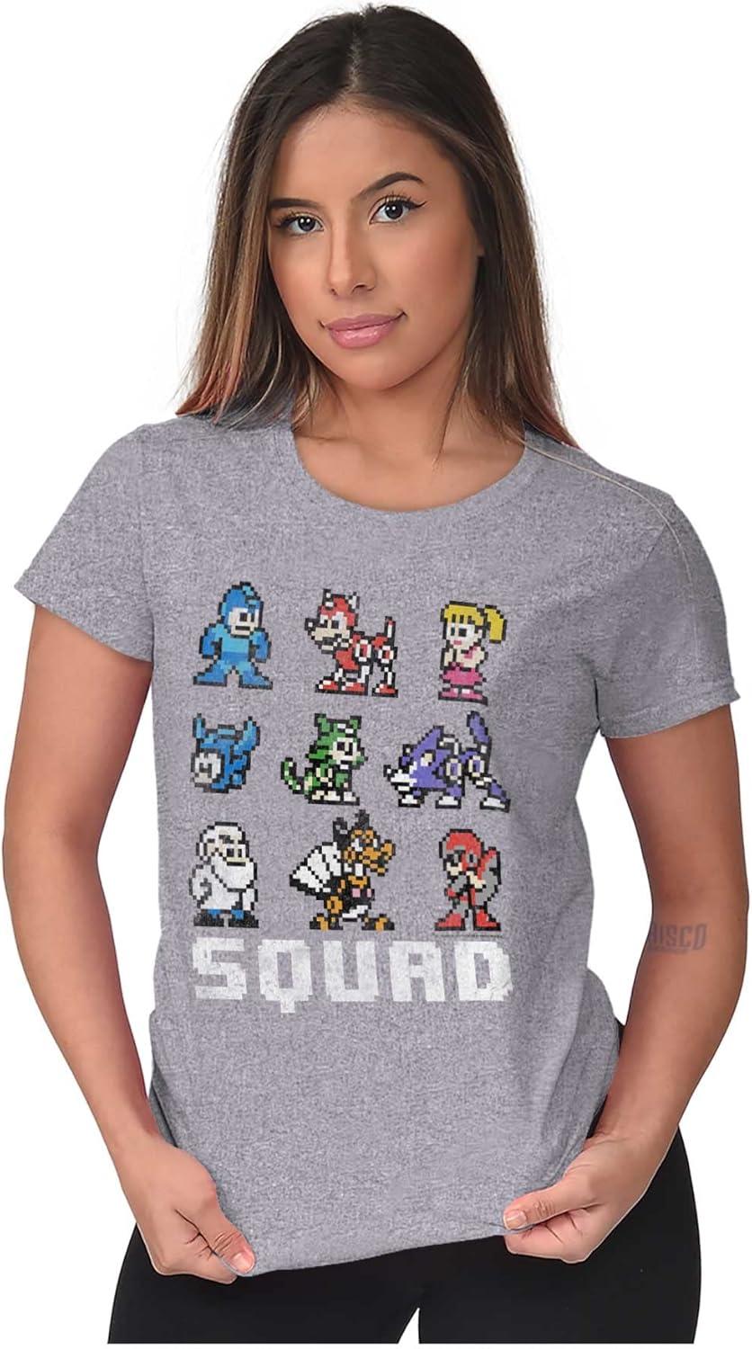 imageMega Man Squad Goals Game Characters Womens Slim Fit Graphic TeeSport Grey