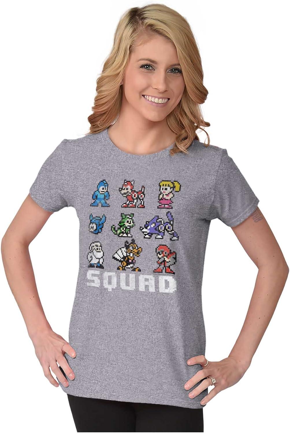imageMega Man Squad Goals Game Characters Womens Slim Fit Graphic TeeSport Grey