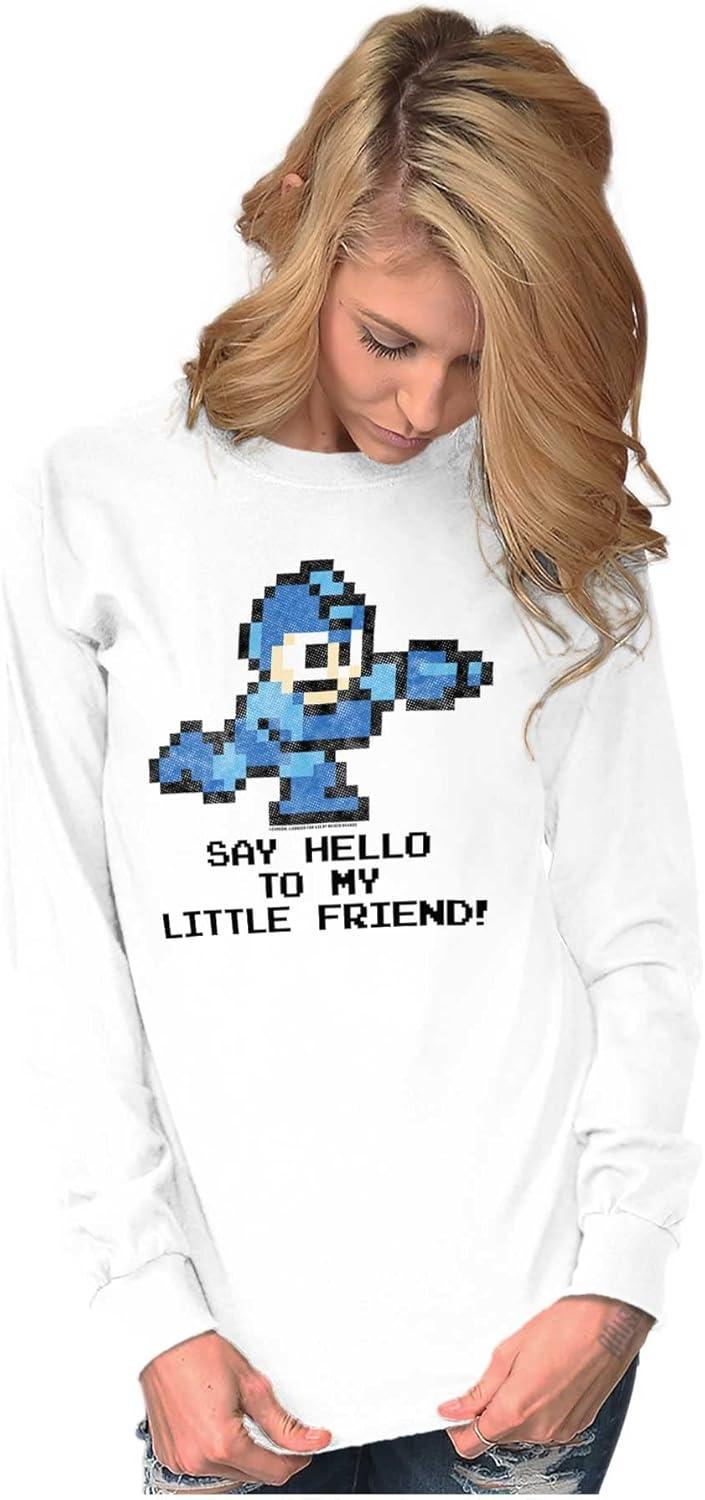 imageMega Man Video Game 8bit Gaming Nerd Long Sleeve Tshirt Men WomenWhite
