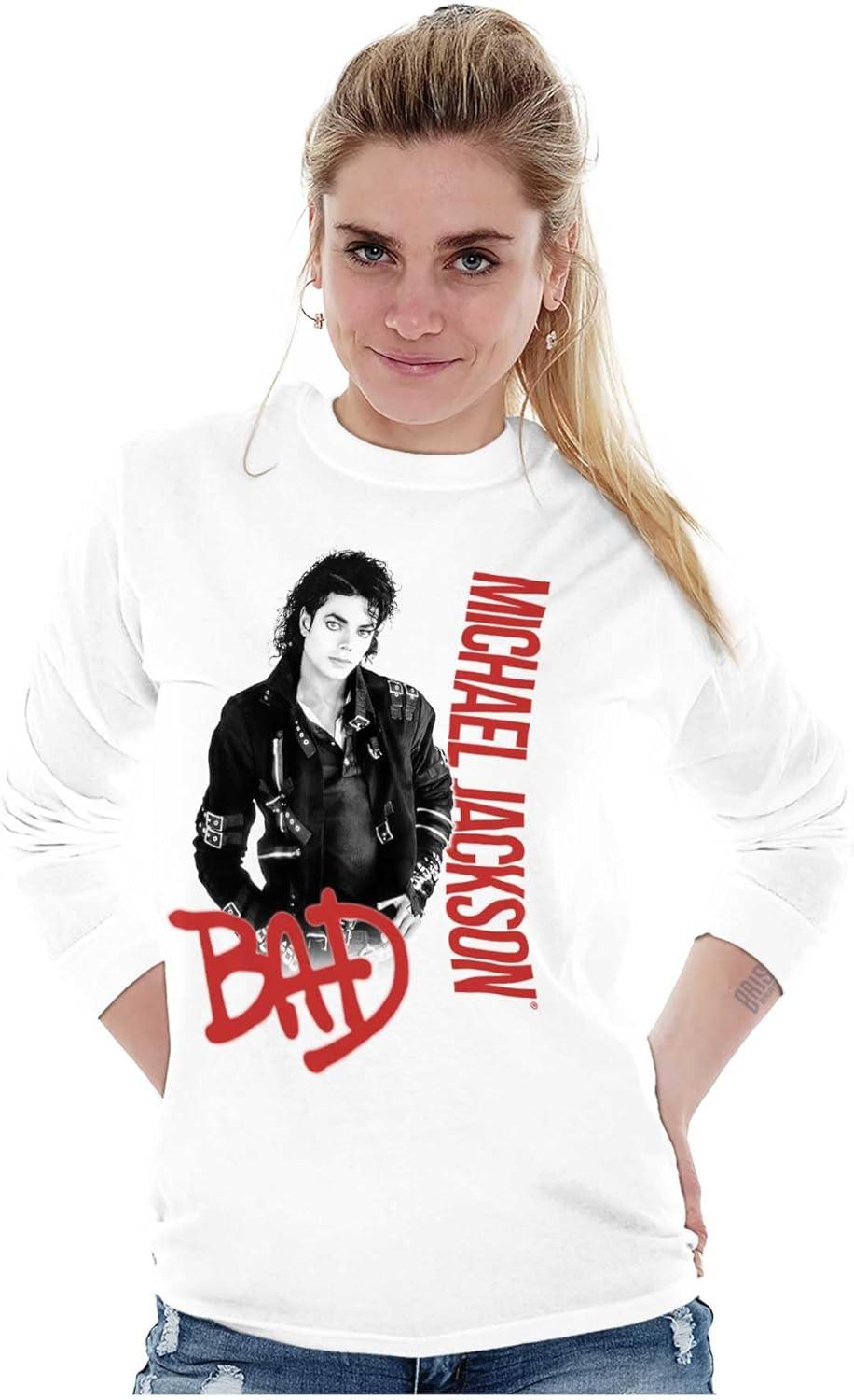 imageMichael Jackson Bad Music Album Cover Long Sleeve Tshirt Men WomenWhite