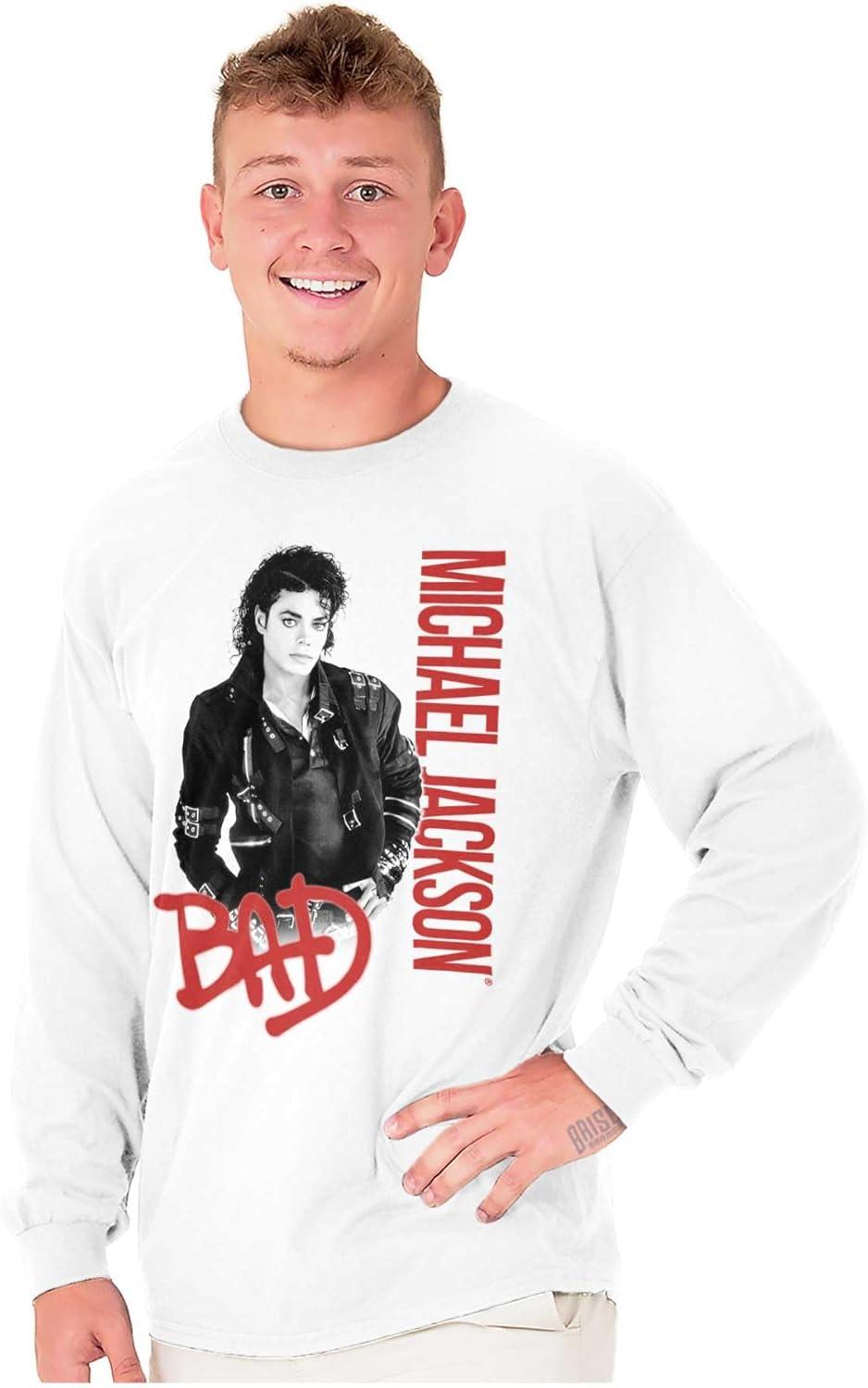imageMichael Jackson Bad Music Album Cover Long Sleeve Tshirt Men WomenWhite