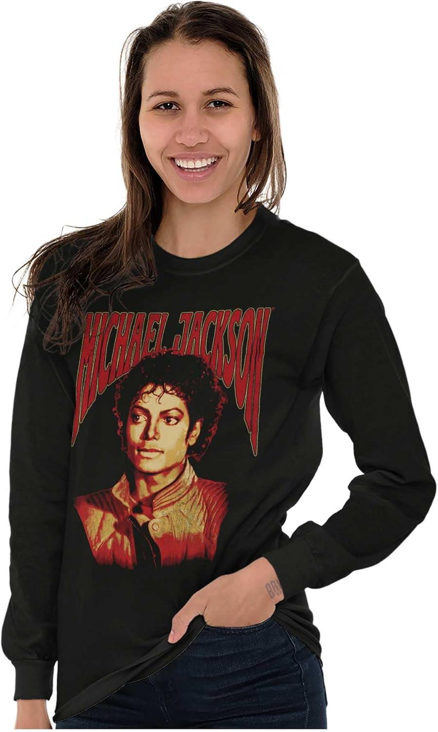 imageMichael Jackson Thriller Pop Portait Long Sleeve Tshirt Men WomenBlack