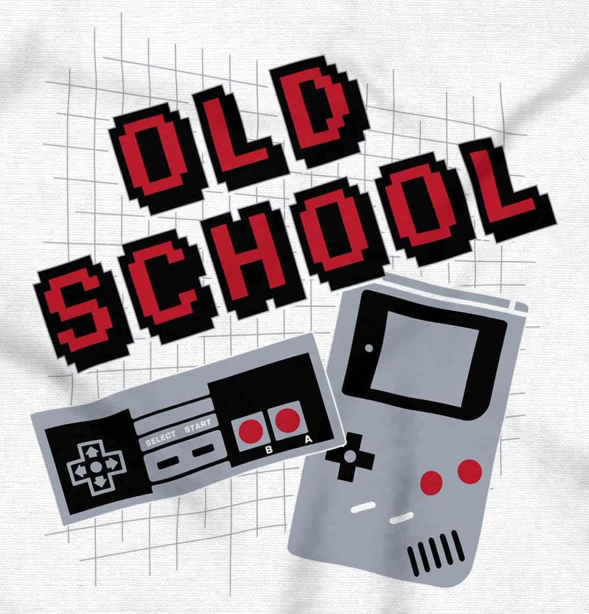 imageOld School Retro Video Gamer Nerd Crewneck T Shirts Boy GirlWhite