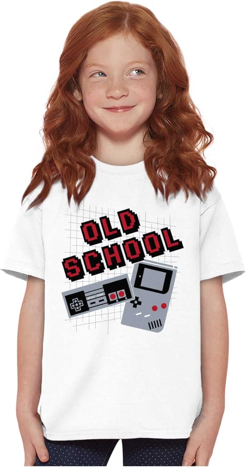 imageOld School Retro Video Gamer Nerd Crewneck T Shirts Boy GirlWhite