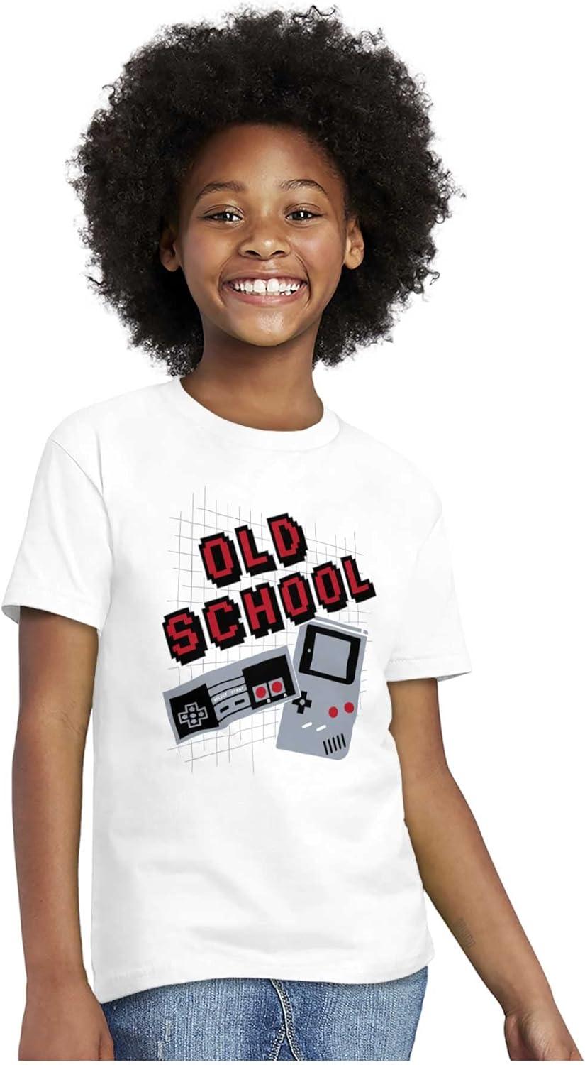 imageOld School Retro Video Gamer Nerd Crewneck T Shirts Boy GirlWhite